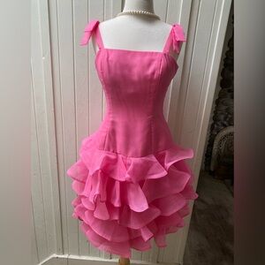 Vintage Victor Costa Pink Ruffled Barbie Dress